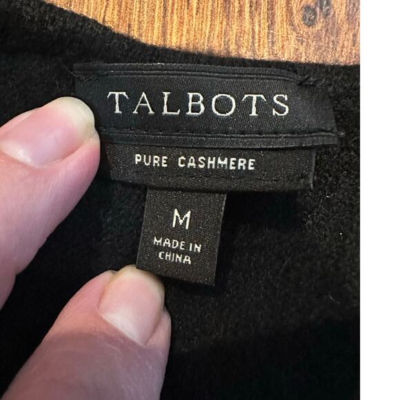 Talbots Women’s Pure Cashmere Crew Neck Sweater Black Size Medium Imperfection - Picture 5 of 9